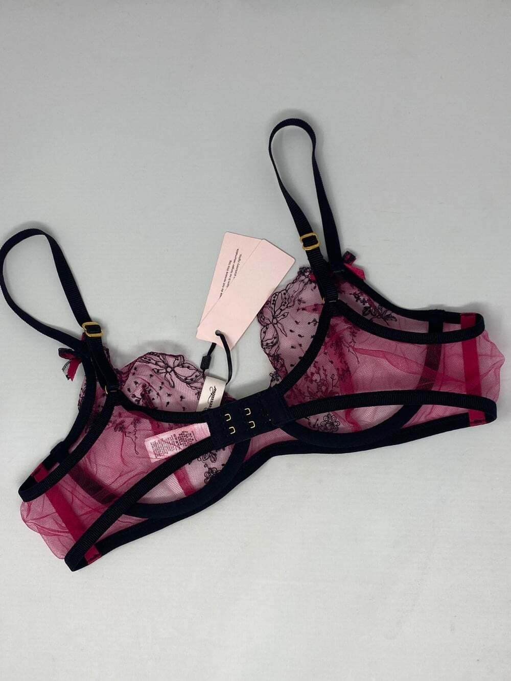 Agent Provocateur Graice Pink Black Bra 34DD NWT $145 - Picture 7 of 9